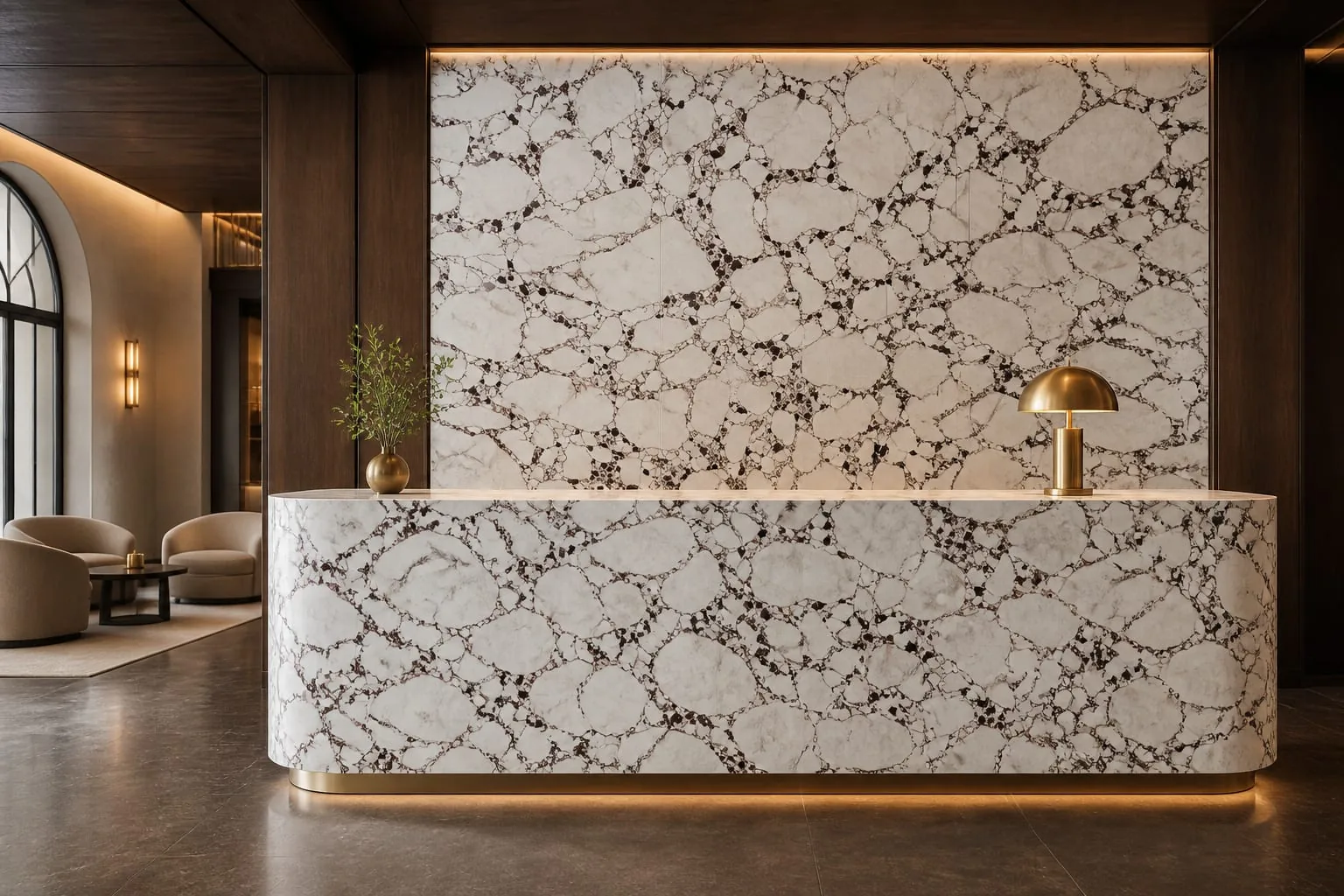 Ivory White Espresso Breccia Engineered Quartz Stone Slab for Kitchen and Interior Design thumbnail 4