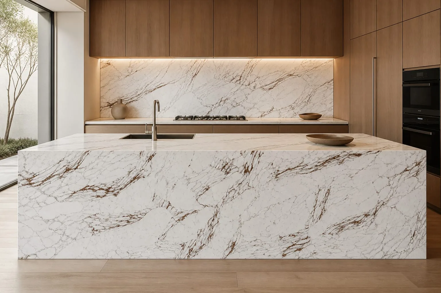 Snow White Bronze Feather Vein Engineered Quartz Stone Slab for Kitchen and Interior Design thumbnail 3