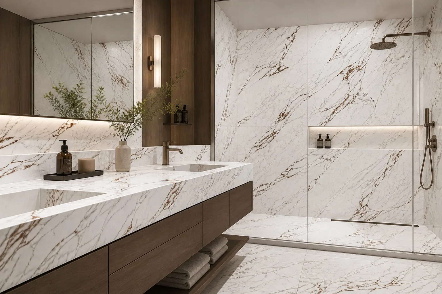 Snow White Bronze Feather Vein Engineered Quartz Stone Slab for Kitchen and Interior Design thumbnail 4
