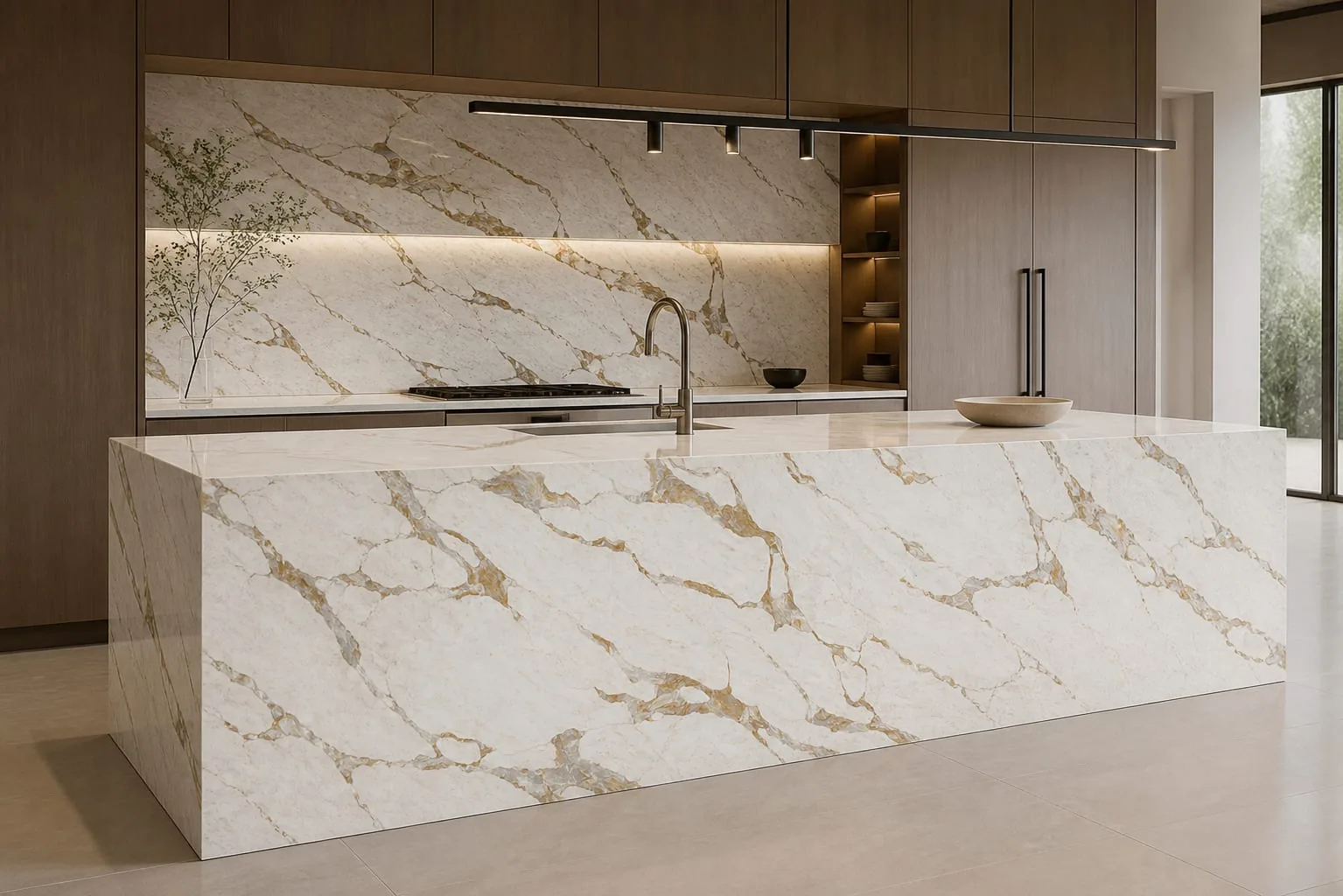 Snow White Golden Breccia Engineered Quartz Stone Slab for Kitchen and Interior Design thumbnail 3