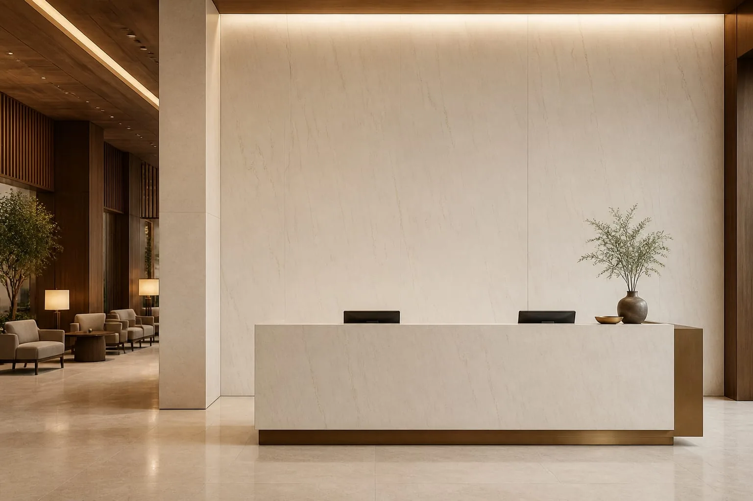 Warm Cream Subtle Linear Vein Engineered Quartz Stone Slab for Kitchen and Interior Design thumbnail 5