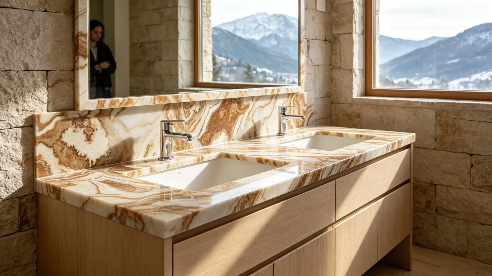 Brown Tiger Rq Onyx Slabs for Interior Projects thumbnail 4